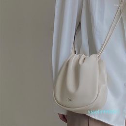 Evening Bags Simple Design Women's Shoulder Bag With Pleated Opening Cute Beige Crossbo For Ladies Solid Colour Females Purse Handbags