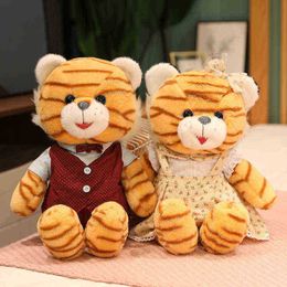 2 pcsparty Cute Tiger Plushie Toys Beautiful Tiger Pillows Dressed Tiger Dolls Filled Soft For ldren Girls Birthday Valentine's Day gift J220729