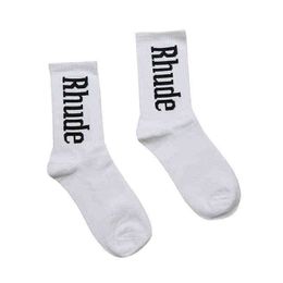 Men's Socks Men's Socks Quality High Rhude Cotton European American Street Trend Men Women Simple Letter Couple In-tube H0911 2