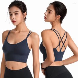 Yoga Outfit FX Ribbon Cross Back Sports Bra Quick Dry Shockproof Running Fitness Underwear Large Bras For Women Sport FSTAR