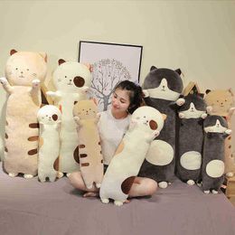 60Cm 80Cm 100Cm Kawaii Plush Long Cat Toy Cuddle Dolls Kids Gift Doll Beautiful Cat Toy Home Decoration Soft Pillows J220729