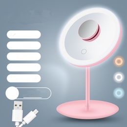 LED Next Mirrors For Female Student's Dormitory With Lamp Desk Top Light Compensating Portable Folding Vanity Mirror Charging Factory Outlet