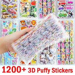 Kids Toy Stickers 40 Sheets 3D for Toddlers 1200 Vivid Puffy Children Boys Girls Teachers Reward Craft Scrapbook Gift Toys 221125