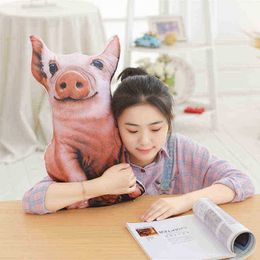 Creative 3D Printed Plush Pig Toy Cushion Soft Filled PP Cotton Indoor Pig Bed Sofa Chair Cushion Surprised Birthday Xmas gift J220729