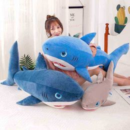 New Hot Giant Shark Cuddle Soft Stuffed Toy Animal Reading Pillow For Birthday Gifts Pillow Pop Gift For ldren J220729