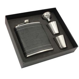 Hip Flasks Ale 7oz Ounce Stainless Steel 304 Vodka Flask Whisky Moscow Cccp Alcohol Flagon With Pu Leather Black Gift Box Set 221124