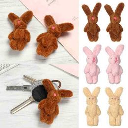 2pcs Toy Accessories 8cm Soft Mini Plush Bunny DIY Ornaments Rabbit Pendant Key Chain J220729