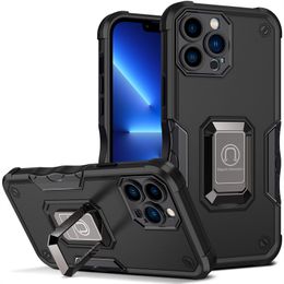 Heavy duty Shockproof Bracket Ring Holder Car Magnetic Armour Case Mobile Accessories Phone Case Back Cover For iPhone 14PLUS 14 Pro Max 11 12 13 X XS XR B202