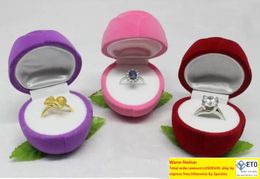 Flocking Red Jewellery Box Rose Romantic Wedding Ring Earring Pendant Necklace Jewellery Display Gift Box Jewellery Packaging
