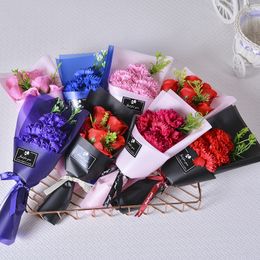 Soap Flower 7 Roses 5 Carnations Bouquet Simulation Rose Birthday Thanksgiving Mother's Teacher's Day Gift