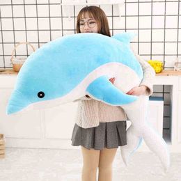 30160Cm Kawaii Soft Dolphin Cuddle Plush Cloth Doll Cotton Animal Duffel Pillow Creative ldren Toy Birthday Gift Girl J220729