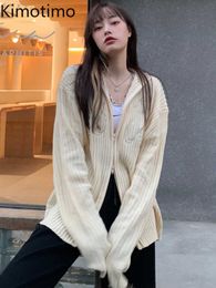 Women's Sweaters Kimotimo Embroidery Double Zipper Knitted Vest Women 2022 Autumn Lapels Long Sleeves Sweater Korean Style Retro Lazy Vests J220915