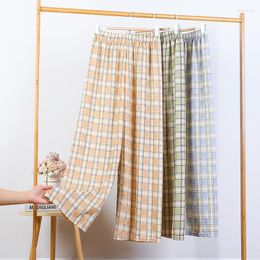 Women's Sleepwear Fashion Women Plaid Pajama Pants For Female House Cotton Loose Lady Pyjama Trousers Sleep Bottoms Lounge Home Wear