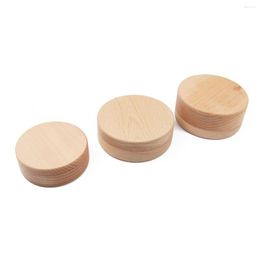 Jewellery Pouches Wooden Gift Box Round Natural Wood Colour Carrying Cases Packing Displays Necklace&Earring Storage Organiser 5-10.7cm 1pc