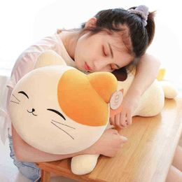 4080Cm Lovely Plush Lying Cat Cushion Super Soft Cuddly Toys Cats Cushion Home Sofa Cushion For kids Birthday Xmas Gift J220729