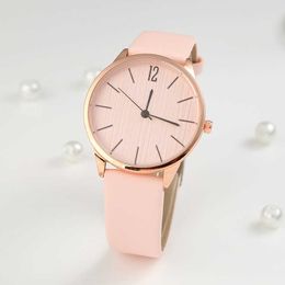 Women's Fashion Simple Casual Leather Watch Strap Quartz Wristwatch A Number Wood Grain Small Dial Feminine Clock