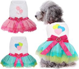 With Embroidery Love Red Lips Pet Suspender Skirt Dog Apparel Doggy Clothe Princess Dresses Wedding Skirts Bow Evening Dress Dogs Clothes