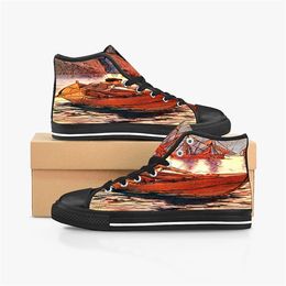 Men Stitch Shoes Custom Sneakers Canvas Women Fashion Black Orange Mid Cut Breathable Fashion Outdoor Shoe Color32