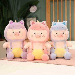 253545Cm Cartoon Plush Pig Dolls Kawaii Piggy Coveralls Pillow Stuffed Soft Animal Toys Baby Sussen Gift For ldren Girls J220729