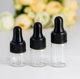 1ml 2ml 3ml 5ml Mini Empty Dropper Glass Bottles Vials Portable Refillable For Aromatherapy Essential Oil Bottle with Glass Eye Dropper Bulk Stock on Sale