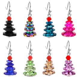 Christmas Tree Dorp Dangle Earring Colorful Crystal Pagoda Pendant Earrings Temperament Jewelry Accessories