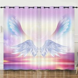Curtain Feather Window Curtains For Bedroom Living Room Black Wing Decor Couple Drapes Kids Boys Girls Bohemian Cortinas
