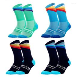 Sports Socks Mounchain 1 Pair Unisex Professional Breathable Knee-high Cycling Running Sport Size 6-11.5 For Men And Women