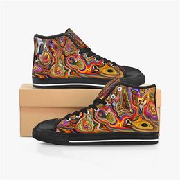 Custom Designer Men Shoes Canvas Women Sneakers Hand Painted Colourful Fashion Shoe Mid Trainers 712