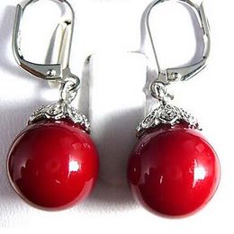 charming Fashion Jewelry woman red Coral shell Pearl Earrings