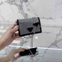 woman Evening Bags Cross Body Triangle Designer Full Diamond Wallet Women Crossbody Leather Handbag Chain Coins Purse Lady Shopping 220809