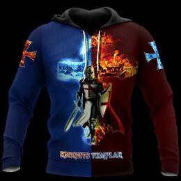 Men's Hoodies Men's & Sweatshirts Knight Templar God Jesus 3D Printed Autumn Fashion Art Hoodie Unisex Zip Oversized Vintage Streetwear