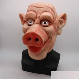 Party Masks Funny Terror Pig Mask High Quality Latex Pighead Masks Headgear Halloween Party Supply Man And Women Use Wholesale 35Cs Dhra5