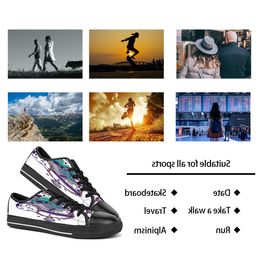 men women DIY custom shoes low top Canvas Skateboard sneakers triple black customization UV printing sports sneakers shizi 156-4