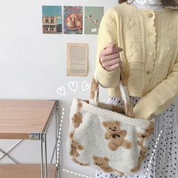 Evening Bags Tote Bag Small Plush Fluffy Fur Bear Handbags Soft Girls Cute Canvas Purses