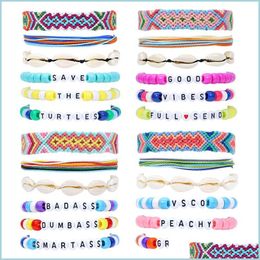 Charm Bracelets 12Pcs Friendship Set Bracelet Handcrafted Handmade Plur Accessory Edm Music Festival Words Letter Beaded Str Dhgarden Dhv9B