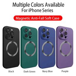 Magsafe Phone Cases Matte Soft Silicone Magnetic Wireless Charger Cover for iPhone 14 13 12 11 Pro Max 8 7 Plus Camera Protection