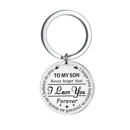 Key Rings Stainless Steel I Love You Keychain To My Son Daughter Keyring Bag Hangs Key Ring Fashion Jewellery Drop Delivery Dhwqr