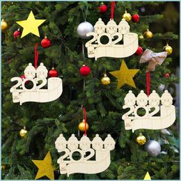 Christmas Decorations Woodiness Christmas Ornaments Pendant Diy Xmas Tree Decorations Pendants Mask Quarantine Snowman Decor Hanging Dhfgn