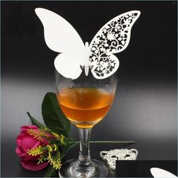 Greeting Cards White Hollow Paper Butterfly Cards Wedding Decorations Card Party El Home Red Wine Champagne 0 2Jg G2 Drop Delivery G Dhhe4