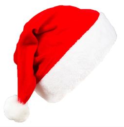 2023 Red Santa Claus Hat Non-woven fabrics Pleuche Ultra Soft Plush Cosplay Hats Christmas Decoration Adults Christmas Party Hats