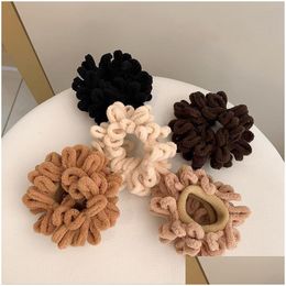 Hair Rubber Bands Autumn And Winter New Female Plush Fold Tied Hair High Elasticity Simple Versatile Towel Rubber Band Not H Dhgarden Dhdud