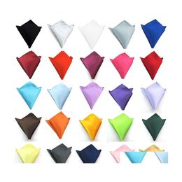 wear pocket square UK - Handkerchief Formal Wear Suit Pocket Square Man Small Face Towel Marry Fl Dress Chest Scarf Handkerchief Black Pure Color Red Blue 1 Dhmxd