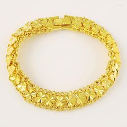 Link Bracelets Heart Design Beautiful Female Jewelry 18K Gold Bracelet & Bangle For Women Solft Love Charm Valentine's Day Gifs