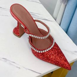 Women Bling High Heels Sandals Crystal-Embellished pointed toesl Wedding Shoes Luxury Heelss Rhinestone Prom Heeled Shoes Dress Shoe Designer Satin