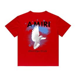 T-shirt per uomini Amii Fashion Short Short Cotton UniSex Designer Shirts2022 Peace Pigeon Flower Leisure Hip Hop High Street Round Neck Casua 2Cwp