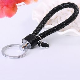 Keychains KvJJL 1PC Braided Leather Rope Handmade Waven Keychain Zinc Alloy Key Chain Car Ring Bag Decor Party Gift