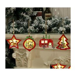 Christmas Decorations Christmas Decorations Ornaments Decoration Supplies Colorf Colour Glow Resin Wooden Fashion Gifts Luminous Pend Dhc5H