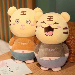 Cartoon Cute Tiger Cuddle Expression Tiger Doll Stuffed Soft Animal Toys For Baby Kids ldren Kawaii Birthday Gift J220729