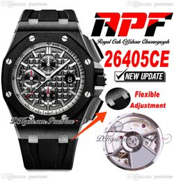 APF 2640 A3126 Automatic Chronograph Mens Watch 44mm Ceramic Case White Inner Black Textured Dial Stick Rubber Super Edition Puretime Strap Exclusive Technology B2