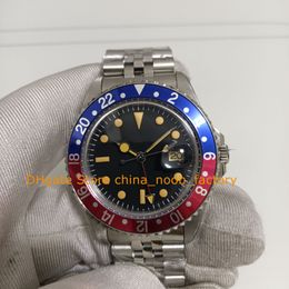 Vintage Watches for Men BP Black Dial 40mm Red Blue Bezel 1675 Old Style Mens Mechanical Antique Stainless Steel Bracelet Sport BPf 2813 Movement Automatic Watch